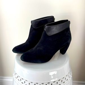 Loeffler Randall Black Suede Booties with zipper back- 8M. EUC